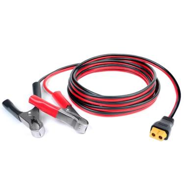 Imagem de Ledvillage Cabo conector XT60 para clipe jacaré, grampo de bateria 12AWG 12V para cabo de extensão fêmea XT60 Cabo de arranque ideal para estação de energia, painel solar, carro (150 cm)