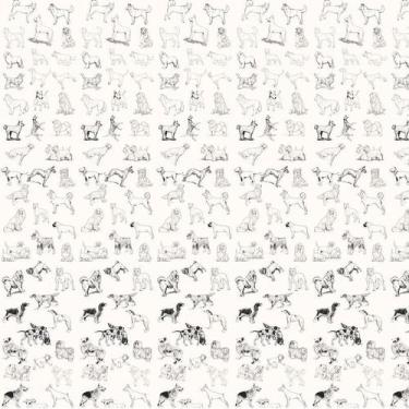 Imagem de Papel De Parede Cachorros Desenho Preto Adesivo Decorativo - LRP