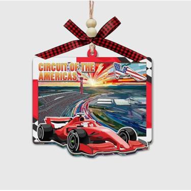 Imagem de Pista de corrida Americas, Raceway Austin Texas Ornamento de corrida inspirado na fórmula, design de pista de vitral de madeira e acrílico, decoração de carro suspenso ou árvore de Natal - presente