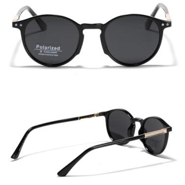 Imagem de VFDHN Óculos de Sol Redondos Retrô Feminino UV400 TR90 Polarizados para Homens Dirigir Acetato CP (2)
