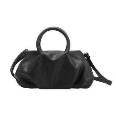 Imagem de Bolsa Puffer Oval Feminina Transversal 2 Alças - Fuseco, Preto
