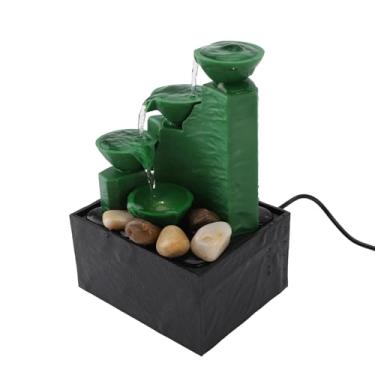 Imagem de Zerodis Fonte de Mesa Com Luz LED Jardinagem Doméstica Decoração de Casa Decoração Diária Cachoeira Interna Decorativa Diária Com Pedras para Escritório Doméstico e Mesa de Relaxamento Com Luz LED