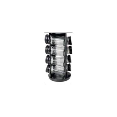 Imagem de Porta Condimentos Giratório Preto com 8 Potes de Vidro, 80ml, Base Plástica, 23cm x 13cm, para Cozinha