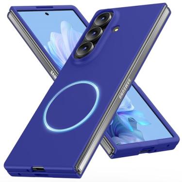 Imagem de AYSZNBLA Capa magnética para Galaxy Z Fold 7, capa de PC fosca para mulheres, homens, meninas, meninos, proteção contra quedas, capa fofa durável para Galaxy Z Fold 7, azul 11,42