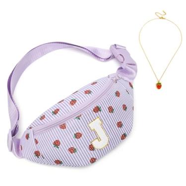 Imagem de I IHAYNER Presentes para meninas de 3, 4, 5, 6, 7, 8, 9, 10, 11, 12, 13 anos, pequena, pochete com inicial, bolsa de cinto, fofa, personalizada, tendência, Roxo - J, Small, Casual