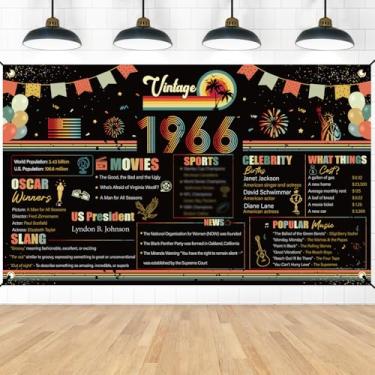 Imagem de Refavor Pano de fundo vintage grande para festa de aniversário de 60 anos, decoração de aniversário de 60 anos de volta em 1966 para homens e mulheres, cartaz de foto de feliz aniversário de sessenta
