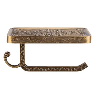 Imagem de YOUTHINK Suporte de Higiênico de Latão Antigo Com Prateleira de Telefone, Design Vintage, Acessório de Banheiro Durável e Elegante, Montado na Parede para Banheiros Elegantes (Antigo)