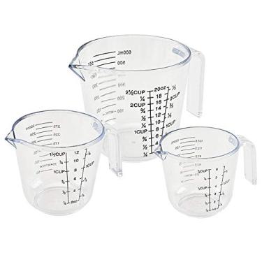 Imagem de Conjunto de Xícaras Medidoras Utensílios Cozimento 3 Peças com Escala Clara Dual Graduada Dispositivo Medidor Plástico ABS Leve Design Amigável ao Usu