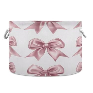 Imagem de WELLDAY Cesta de corda de algodão, laços, cesta de lavanderia de bebê para sala de estar, lavanderia, berçário, travesseiros, decoração de casa