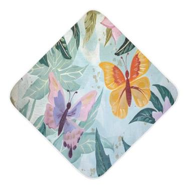 Imagem de Toalhas de bebê com capuz ultra macias absorventes toalha de bebê borboleta flor musselina algodão toalhas de banho para recém-nascidos crianças pequenas 35x35 polegadas