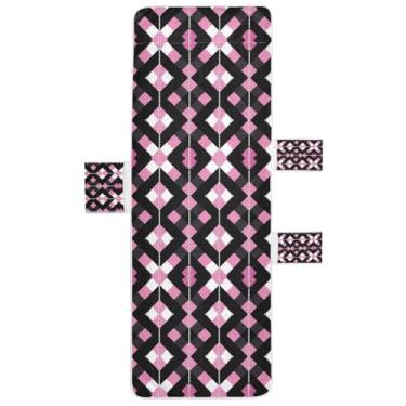 Imagem de STAYTOP Capa de toalha de cadeira xadrez rosa búfalo, capa de espreguiçadeira macia, capas de cadeira de praia com bolsos para jardim ao ar livre, pátio, pátio, banhos de sol, gramado, 215 x 76 cm