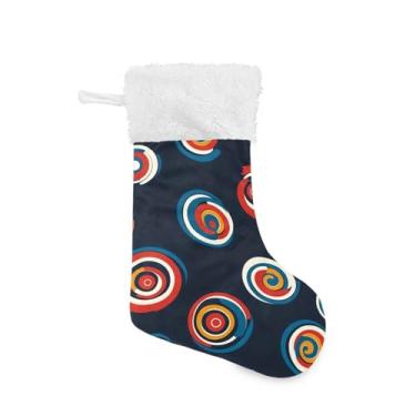 Imagem de Wassud Meia de Natal fofa com punho branco redemoinho abstrato 45,7 cm grande para decoração de lareira de lareira 1 pacote