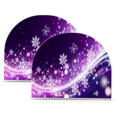 Imagem de Wassud Porta-guardanapos de acrílico de Natal de flocos de neve, dispensador de guardanapo de papel moderno em forma de U para mesa, cozinha, sala de jantar, bancada 2 peças (comporta 50-60