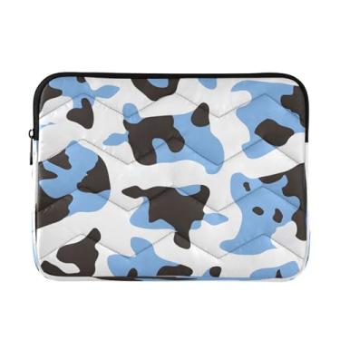 Imagem de STAYTOP Bolsa para laptop macia e resistente a impactos com estampa de leopardo azul e preto, bolsa protetora para notebook de 13 a 14 polegadas