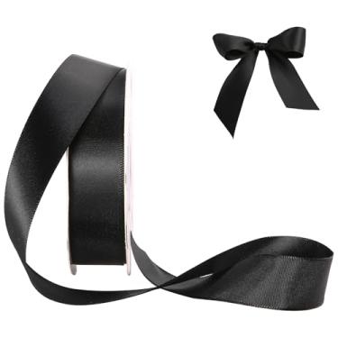 Imagem de HYSSINOWRAP Fita de cetim decorativa para embrulho de presente, 2,5 cm de largura, várias cores disponíveis (171-preto, 2,5 cm)