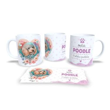 Imagem de Caneca de Cerâmica Beagle, Branca e Rosa, com Ilustração de Cachorro e Flores, Tema Pet, Design com Patinhas e Corações (13201)