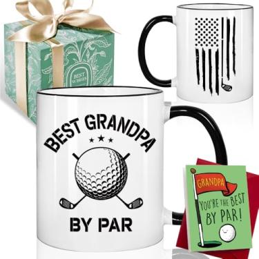 Imagem de Puouoonyi Presentes engraçados de golfe para vovô, presente de golfe para homens avô, presentes de aniversário de Natal para avô, melhor avô da Par caneca de café 325 ml