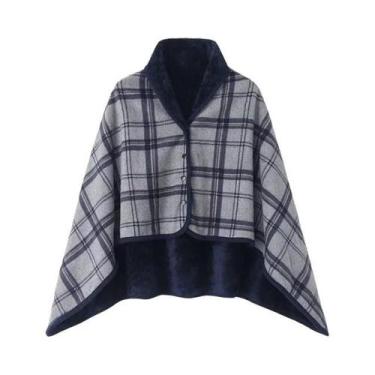 Imagem de Cobertor De Fleece Quente Com Estampa Xadrez, Xale Grosso E Macio Para