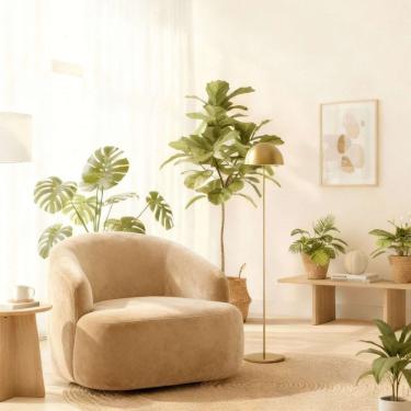 Imagem de Poltrona Orgânica Luxo Recepção Lótus Suede Cor Bege