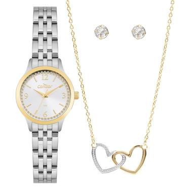 Imagem de Kit Relógio Condor Feminino Dia A Dia Bicolor - Co2035nxb/k4k