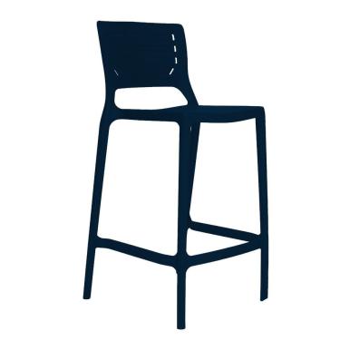 Imagem de Banqueta Alta Cozinha Azul Marinho Empilhável Saturno Em Polipropileno Acrilys