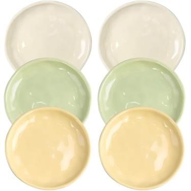 Imagem de Lengba Pratos de aperitivo de cerâmica de 15 cm, pequenos pratos de jantar para controle de porção, multiuso para sobremesas, saladas, lanches, micro-ondas e lava-louças (6)