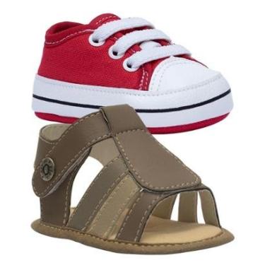 Imagem de Kit Tenis E Sandalia Bebe Sapatinhos Moda Recem Nascido K42-Masculino