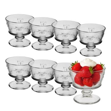 Imagem de Jogo 8 Taça De Sobremesa Vidro Transparente Lines Butterfly Borboleta Wolff 240ml