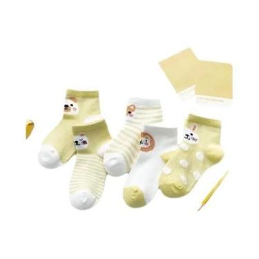 Imagem de Meias Infantis Para Bebês, 5 Pares, Malha De Algodão, Recém-nascidos, 