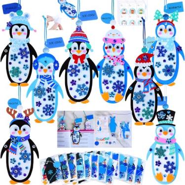 Imagem de Winlyn 24 Sets Christmas Craft Kits Winter Crafts DIY Penguin Bookmarks Ornaments Decorations Art Sets Festive Foam Stickers Arts and Crafts for Kids Holiday Home Classroom Activities Party Favors