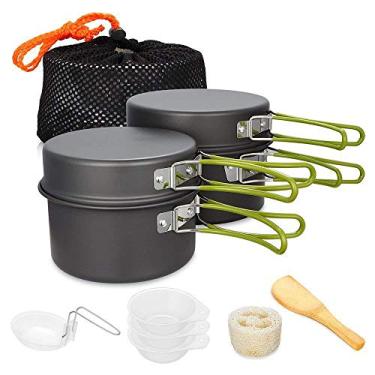 Imagem de Conjunto de Panelas para Camping Utensílios Cozinha Plegável e Tigelas Trekking Backpacking com Sacola Transporte Malha