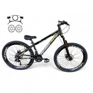 Imagem de Bicicleta Aro 26 Vikingx Tuff Freio Hidráulico 21v Freeride Rodas Vmaxx Suspensão Pneu Flame preto X30