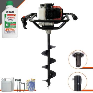 Imagem de Perfurador de Solo Máquina Fura Terra Trado Motorizado Vant VPS52 À Gasolina 52cc 2HP 6.500rpm Profissional + Broca 80x20cm + ÓLEO STIHL 2T