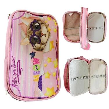 Imagem de Estojo Box Duplo Neoprene Case Gato Rosa Daterra