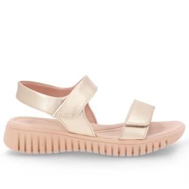 Imagem de Sandalia Usaflex Casual Em Couro Ref Ud11007 Bege/dourado 37