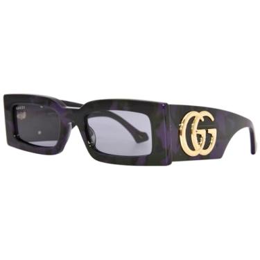 Imagem de Gucci GG1425S 003 Óculos de sol femininos Havana-Roxo-Verde/Cinza 53 mm