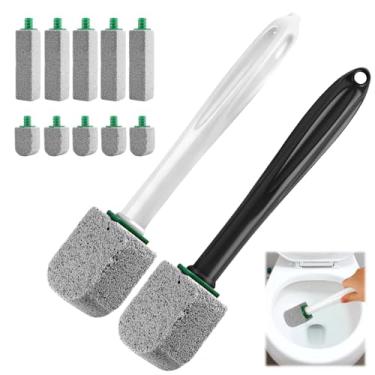Imagem de XIAOCHUAN Limpador de vaso sanitário de pedra-pomes com 2 alças, pacote com 10 removedor de anel de limpeza de vaso sanitário, banheira, churrasqueira, piscina, pias, grades de fogão - limpador