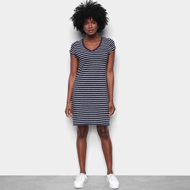 Imagem de Vestido GAP Listrado Gola V-Feminino