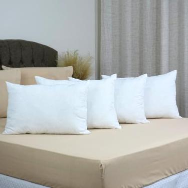 Imagem de Travesseiro Pluma de Ganso Sintético, Branco, 68x48cm, Revestimento Micropercal 200 Fios, Enchimento 600gr, Kit com 4 Peças