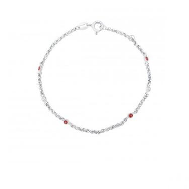 Imagem de Pulseira de Prata 925 com banho de ródio e zircônias Brancas e Vermelh