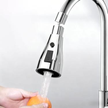 Imagem de Aerador de torneira giratória de 360 graus, pulverizador de três funções para pia de cozinha, bocal de torneira de fácil instalação para a maioria das pias/prata