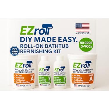 Imagem de Kit de retoque de banheira, tinta para banheira e azulejo, tinta branca de baixo odor, kit de pintura de banheira durável de longa duração para todas as banheiras, azulejos, pias e chuveiros