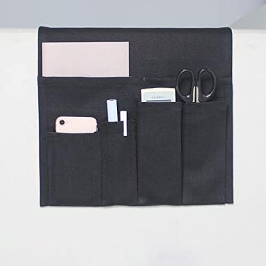 Imagem de BAGASI Organizador de apoio de braço de sofá, suporte de controle remoto para poltrona reclinável, poltrona, poltrona, poltrona, cadeira, com 5 bolsos para revistas, tablets, telefones e TV, preto, 31