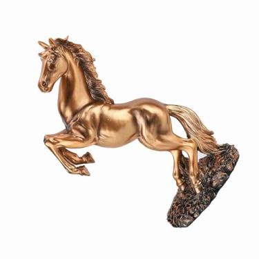 Imagem de GLOGLOW Estatueta de Escultura de Cavalo Em Estilo Europeu, Ornamento de Mesa de Resina, Branco e Cobre, 12,40 X 7,09 Polegadas, Decoração Antiga para Casa e Escritório, Decoração Diária (cor cobre