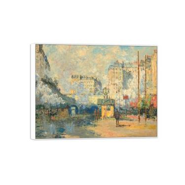 Imagem de BMZFYBS Claude Monet Famosa arte de parede impressões em tela pronto para pendurar estação de luz solar efeito de luz branca pintura para decoração de sala de estar 70 x 90 cm 27 x 35 pol