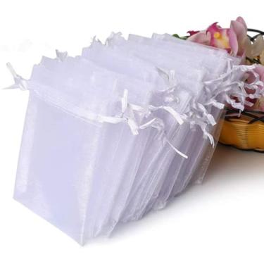 Imagem de 100 peças de organza transparente premium, sacolas brancas para lembrancinhas de casamento, bolsas para festa, Natal, festival, sabonetes de banheiro, organza de maquiagem, material de embrulho