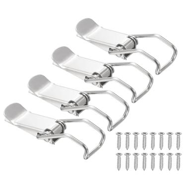 Imagem de PATIKIL 4 peças de trava com mola de aço inoxidável, trava de ferrolho de fixação de 7,6 cm com parafusos de montagem para caixa de madeira de celeiro de porta de armário