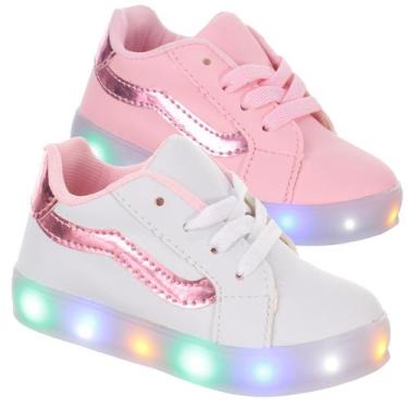 Imagem de Tenis infantil Feminino Com Luz de Led Para Crianças - PC, Rosa, Claro