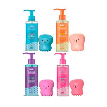 Imagem de Kit Cuidados Gel Lovely 200ml +Esponjinha Polvo Facial Face Beautiful (COLÁGENO)