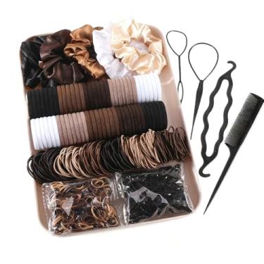 Imagem de Conjunto de acessórios de cabelo escuro feminino, 1109 peças, laços elásticos para cabelo sem costura, suportes de rabo de cavalo, elásticos de cabelo estilo minimalista, elásticos de borracha